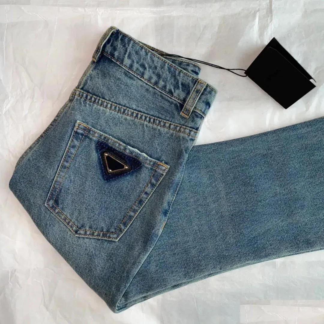 Kvinnors jeans lyx varumärke 2022 mode kvinnor blå hög midja gata slitage bred ben jean kvinnlig byxa rak denim byxor 01 drop del ot41s