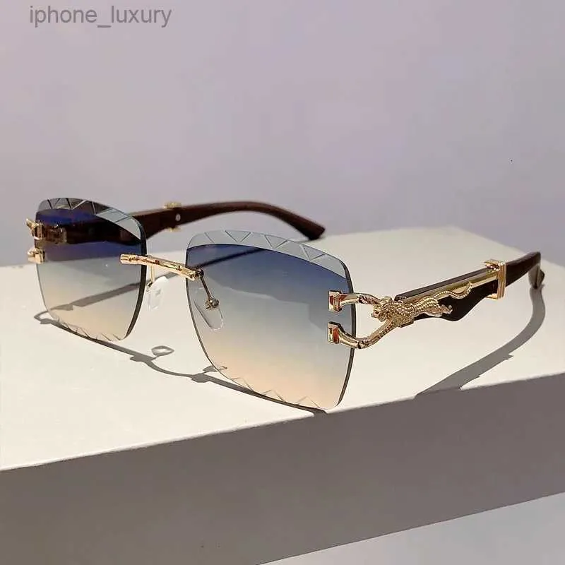 Sonnenbrille KAMMPT Randlose Vintage-Sonnenbrille 2024 Neuankömmling Quadratische Farbverlaufs-Ozeanlinsen Frauentöne Luxusmarkendesign Trendige BrillenL2403