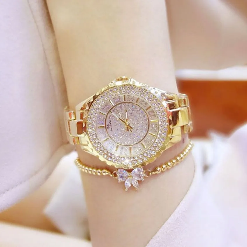 2018 New Fashion Top Brand Luxury Watch Women Gold Diamond Silver Ladies Wrist Watch Women Quartz Watch Gold Women Watches Y190624271w