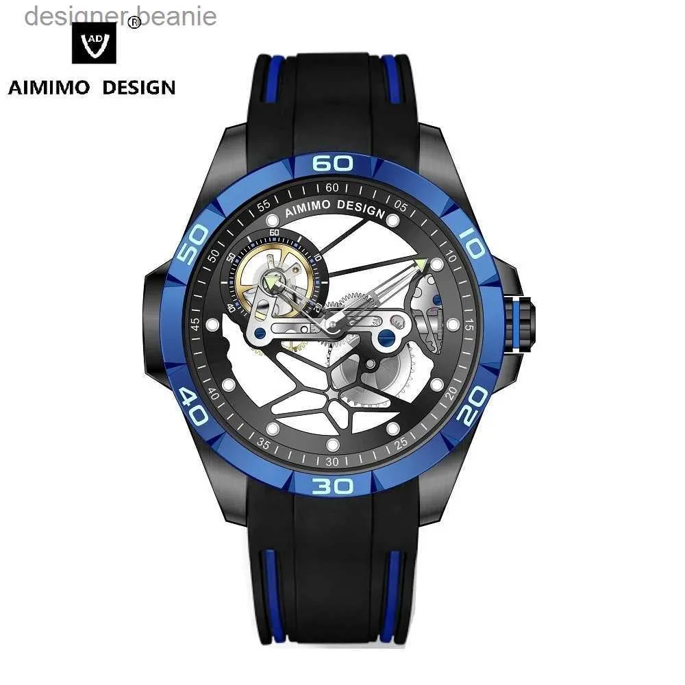 Orologi da polso AIMIMO Design Skeleton Mens Mechanical STEAMPUNK COLLO DOPPIO TRANSPARENT AUTIVA AUTOMATICA MENS RELOIO MASCULINOC24410