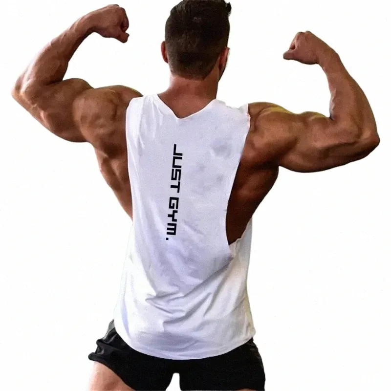 marca Just Gym Abbigliamento Fitn Mens Sides Cut Off T-shirt Giromanica sceso Bodybuilding Canotte Allenamento Sleevel Vest K4w1 #