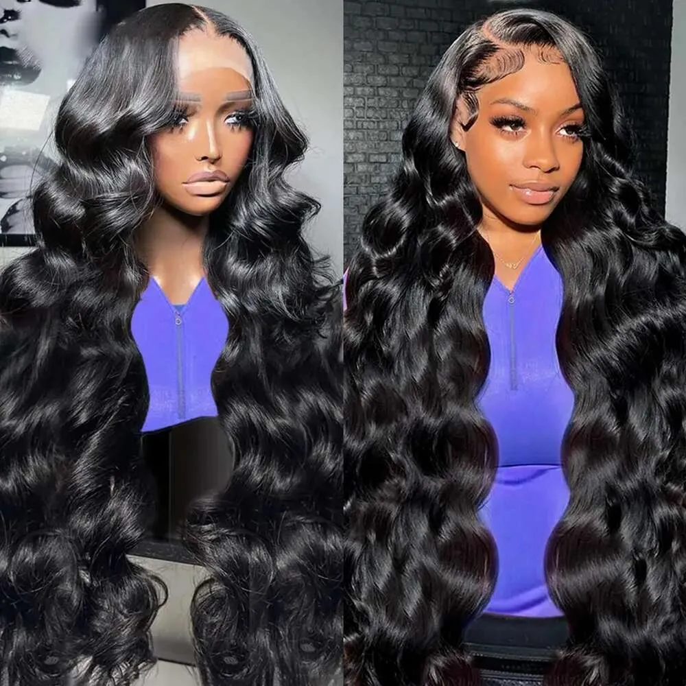 Epyism Body Wave 180 % densité 13 x 4 HD frontale pour femme Lace Front 9A sans colle perruque humaine pré-épilée avec cheveux de bébé couleur naturelle 61 cm