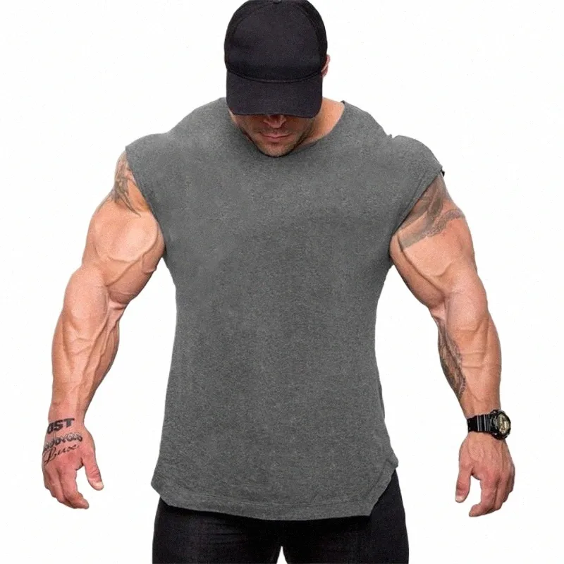 Merk Blank Fitn Tank Top Mannen slim fit Hemd Sleevel shirt Zomer Sportkleding Kleding Spier Bodybuilding Vest Mannelijke m7F3 #