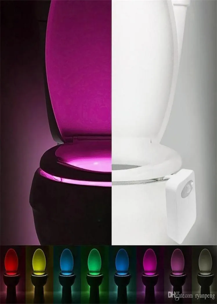 Умный светодиодный датчик движения человека, активированный ночник для унитаза, ванная комната с 8-цветной лампой на сиденье унитаза, автоматический датчик сиденья Light7705368