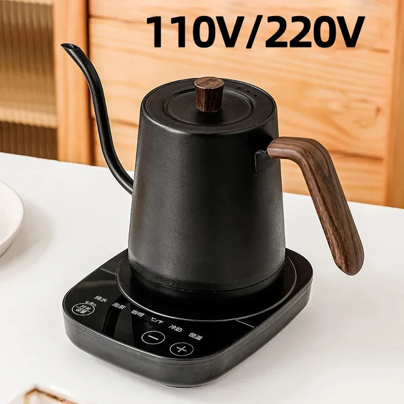 Tools 110v/220v Electric Kettle Hand Brew Coffee Pot Gooseneck Kettle Slender Mouth Pot Temperature Control Water Jug Teapot 1000w