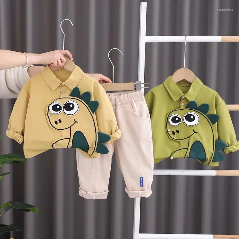 Kleidung Sets Kleinkind Frühling Outfits 2024 Designer Baby Jungen Kleidung 1 bis 6 Jahre Cartoon Dinosaurier Langarm Shirts und Hosen Kinder Jungen