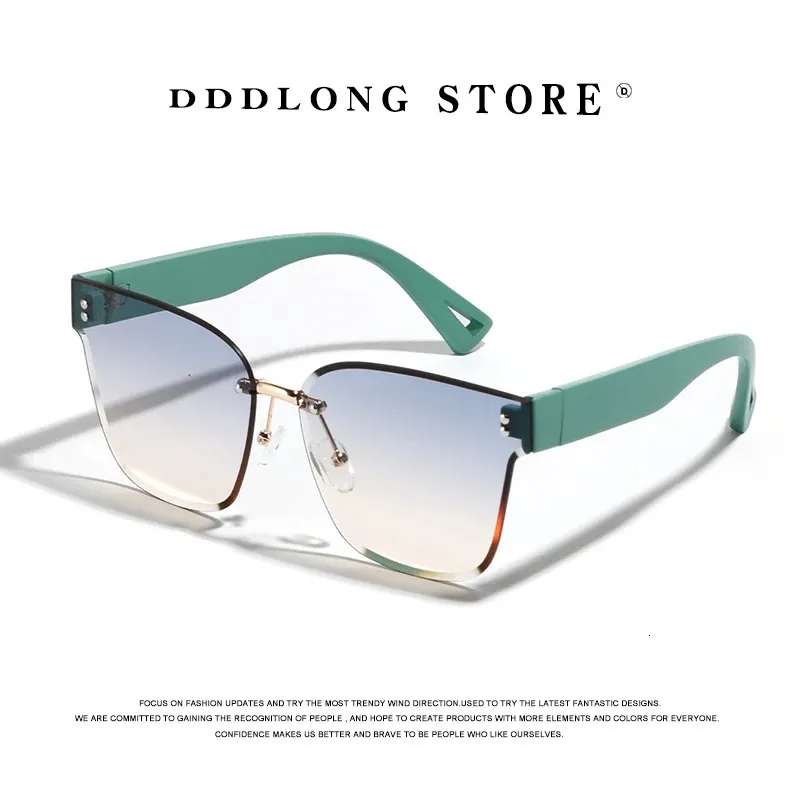 Dddlong Retro Fashion Y2K Punk Rimless Sunglasse Men Sun Glasses الكلاسيكية القديمة UV400 ظلال خارجية D372 240314