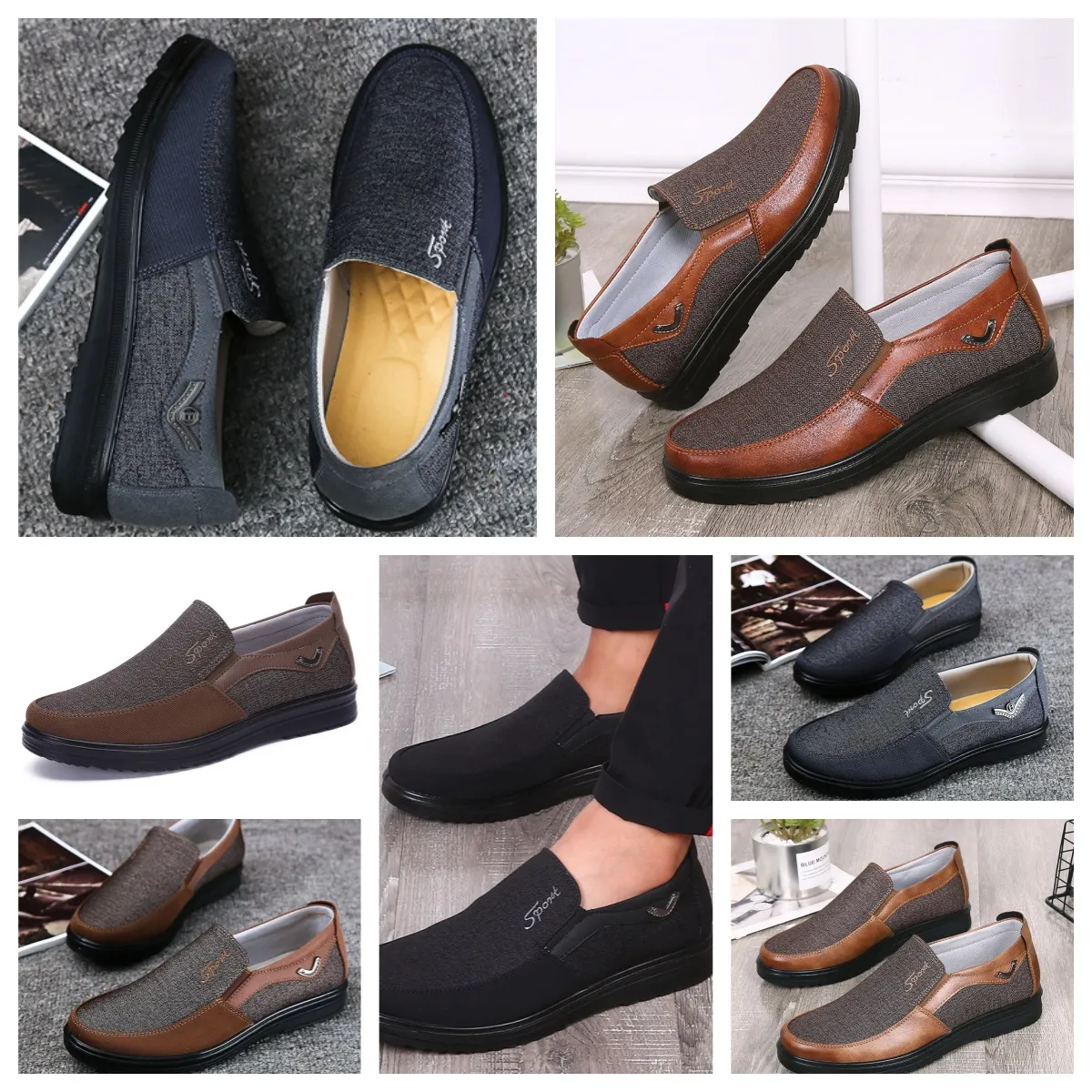 Ayakkabı Gai Sneaker Sıradan Ayakkabı Erkekler Tek İş Yuvarlak Toe Ayakkabı Sıradan Softs Sole Terlik Düz Erkekler Klasik Konforlu Deri Ayakkabı Nefes Alabilir Boyut 38-50
