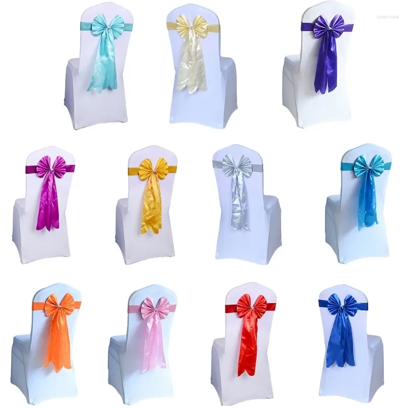 Chair Covers Wedding Sash Ribbon Bow Tie For Rhinestone Buckle Band Party Decorat