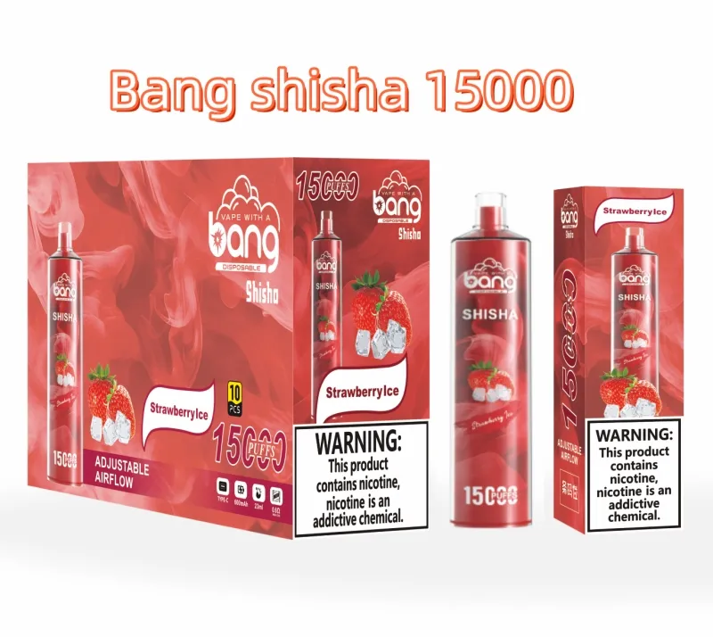 BANG SHISHA 15000Puffs originais E-cigarros descartáveis 650 MAh Bateria recarregável 23Ml Pod pré-preenchido Kit de vapor grande Controle de fluxo de ar VS vapme shisha