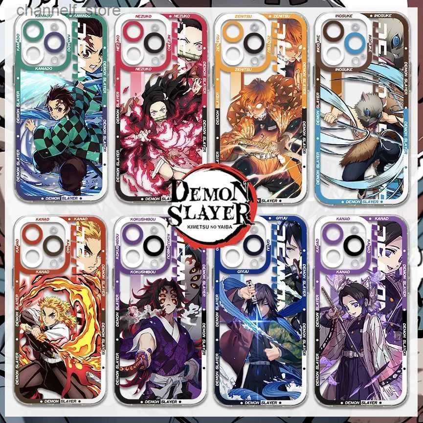 Cep Telefon Kılıfları Sıcak Japonya Anime Demons Slayers İPhone 15 14 13 13 12 Mini 11 Pro Max Xr XS 6 7 8 SE Plus Yumuşak Şeffaf Sıkıştırma240325