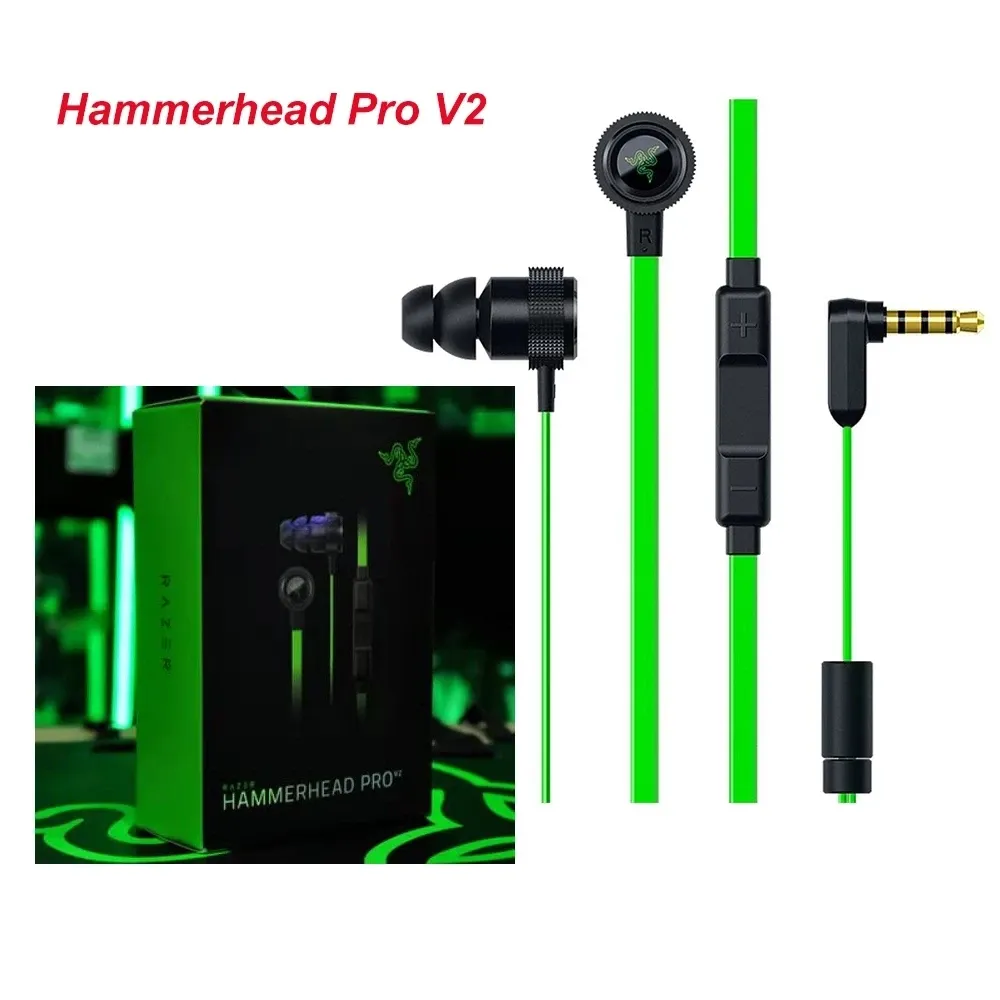 Hoofdtelefoon Razer Hammerhead Pro V2 oortelefoon met MIC -headset gamer sport gaming headset hoge Quanlity bedrade oortelefoon