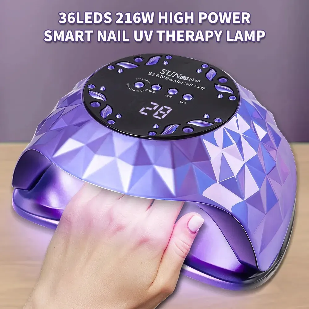 216W Nail Dryer UV LED Nail Lamp for Curing All Gel Nail Polish With Motion Sensing Professional Manicure Salon Tool Equipment 240321