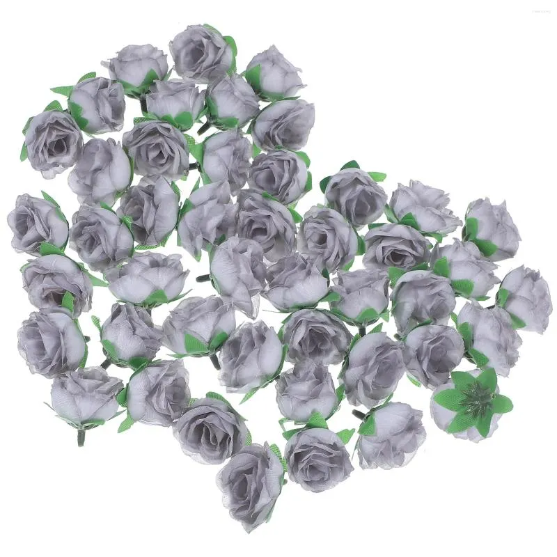 Flores decorativas 50 piezas diademas ramo de rosas artificiales tela de seda rosas artificiales flores para decoración de bodas cabezas