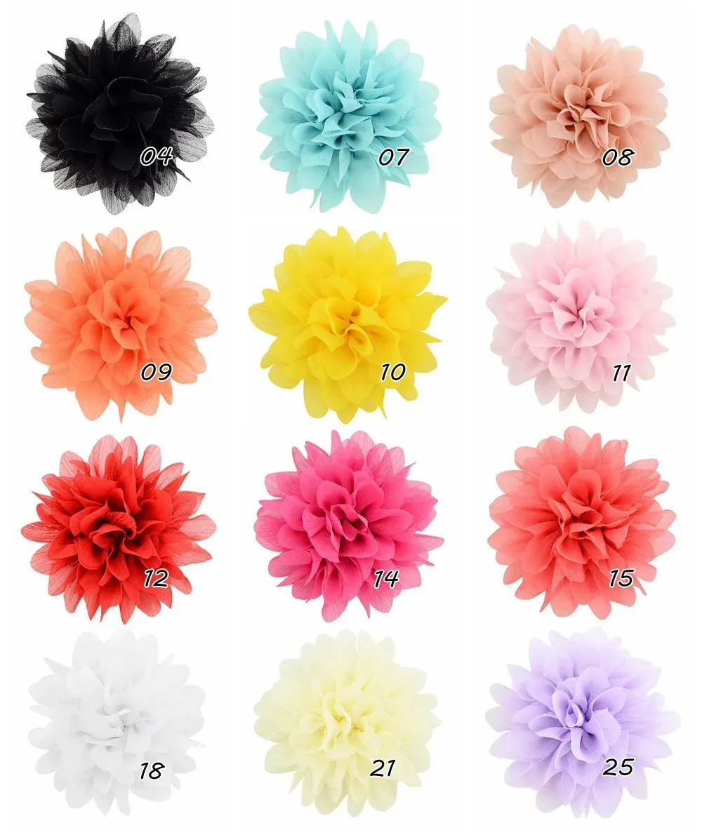 Baby Hair Clips 3.5 Inch Girl Chiffon Flowers Hairpins Hair Accessories Boutique Ribbon Flower with Clip Children Fashion Barrettes LL
