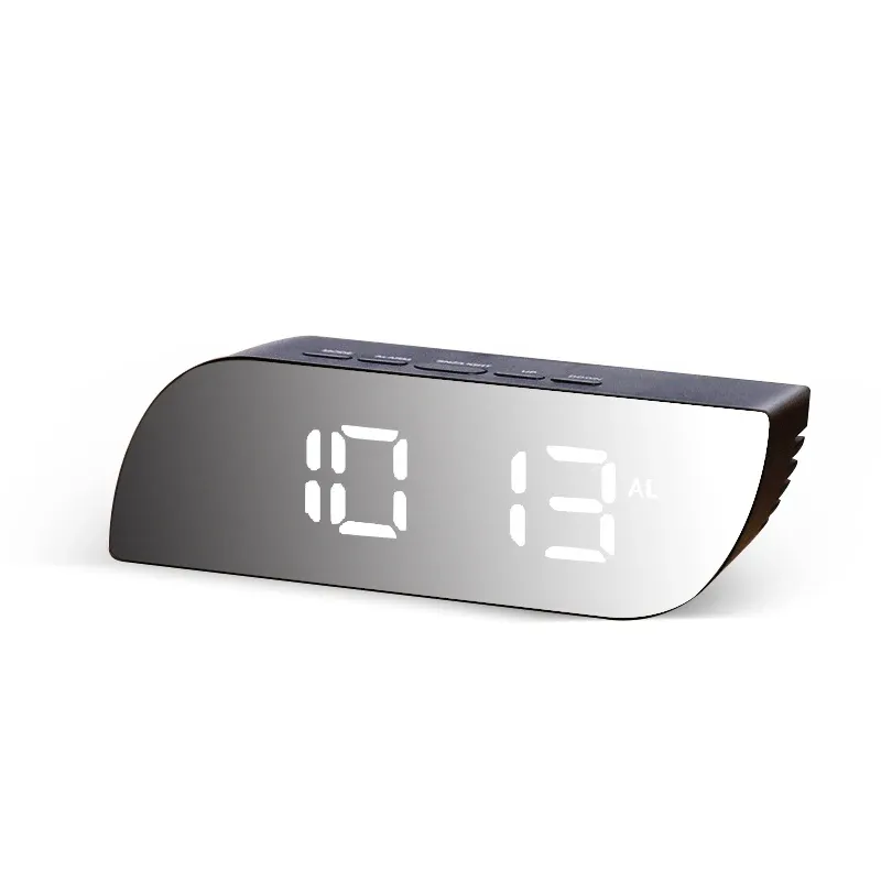 Klockor digital spegelklocka LED -nattlampor Temperatur Snooze Funktion Alarmklockor USB Bord Diskklocka Heminredning Batterianvändning
