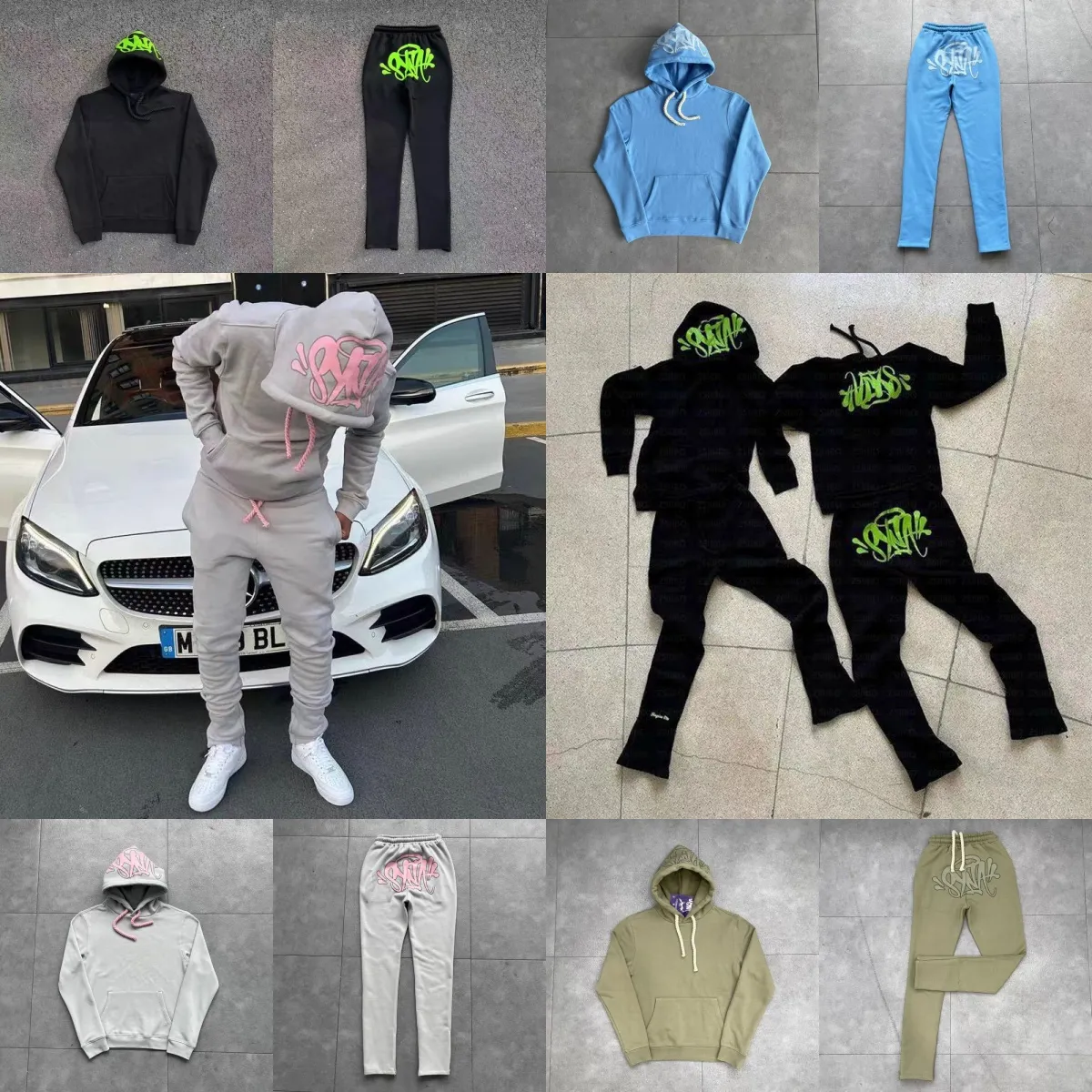 Erkekler Syna World Hoodies Sweatshirts y2k kadın sokak kıyafeti gündelik hoodie syaworld hoodies büyük boy iki parçalı sweatshirt eşofman syna world track pist elbise hw