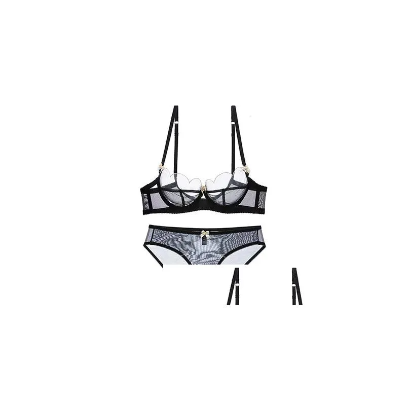 Set di reggiseni Intimo floreale Set reggiseno Y Mutandine di pizzo Sottile trasparente Intimo donna Tentazione Garza Spugna Ragazza Consegna goccia Ap Otoig