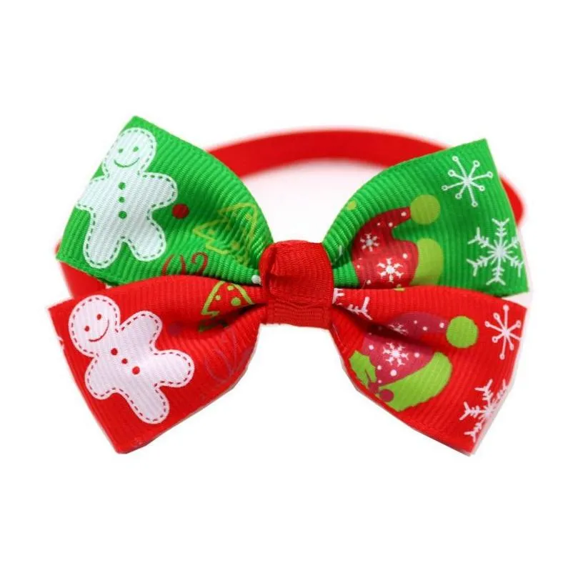 Vestuário para cães Handmade Natal Feriado Pet Cat Collar Bow Tie Ajustável Neck Strap Grooming Acessórios Suprimentos Drop Delivery Home G Dho2V