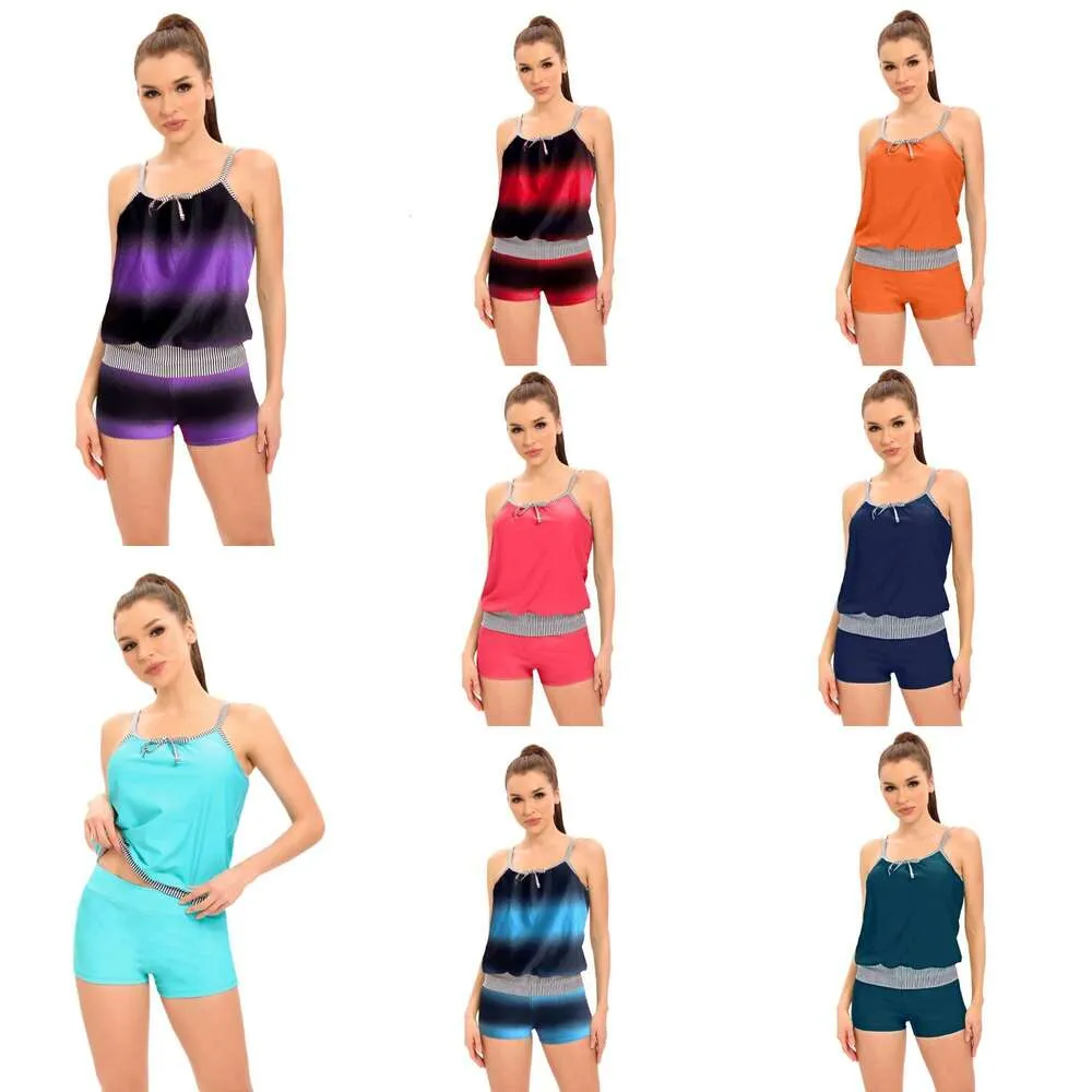 2023 Split swimsuit tankini conservative belly covering flat angle womens swimsuit