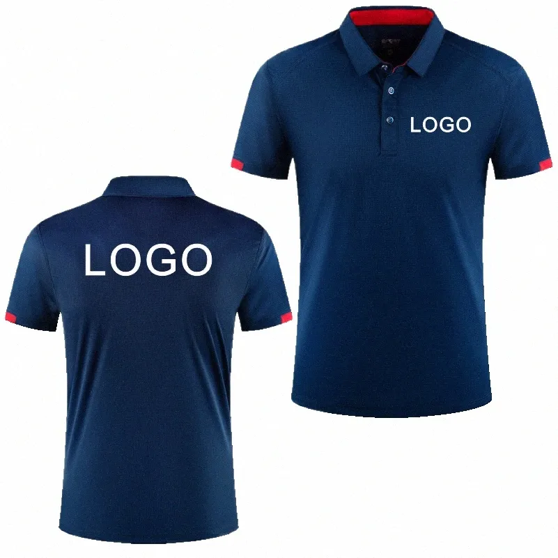 8 Färg snabba torr sportpolo skjorta anpassade designföretag varumärke logotyp/tryck broderi andningsbar lapel kort ärm toppar h6p6#