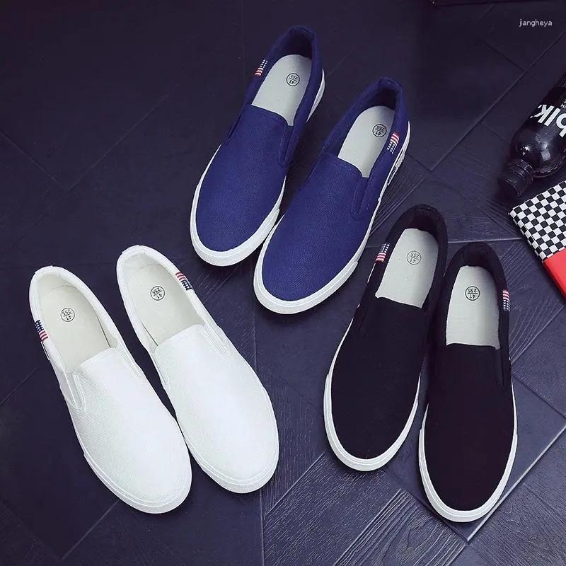 Casual Schoenen Mode Canvas Heren Loafers Cool Young Man Street Zwart Ademend Platte Slip-on Plus Maat 39-47