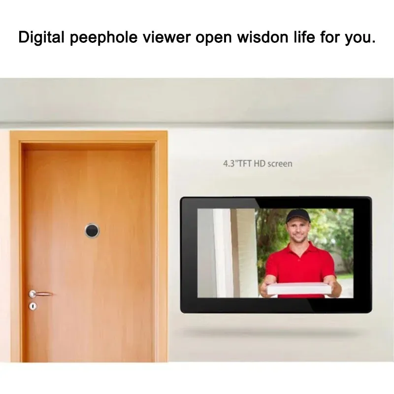 4,3 tum Video Peephole Digital Door Camera Doorbell IR Night Vision 170 Degree Angle Peephole Camera Monitor Visual Doorbell