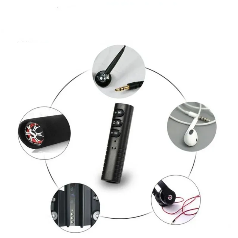 Bluetooth 4.2 Ljudmottagare Adapter Krage Clip 3,5 mm Jack Hands Free Aux Car högtalarens headset Ljudmottagare Kompatibel kamera