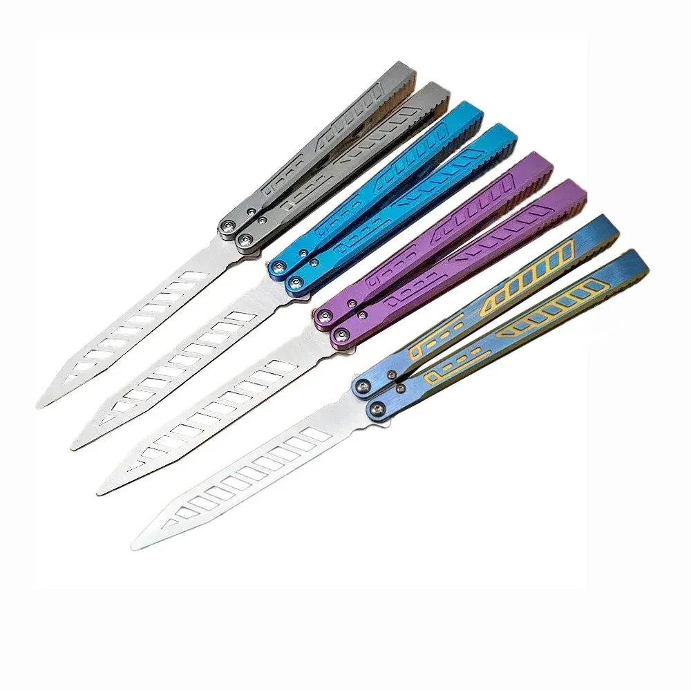 TheOne Falcon Fighter Butterfly Trainer 나이프 440 블레이드 티타늄 합금 처리 부싱 시스템 프리 스윙 EDC 도구 Jilt Knives