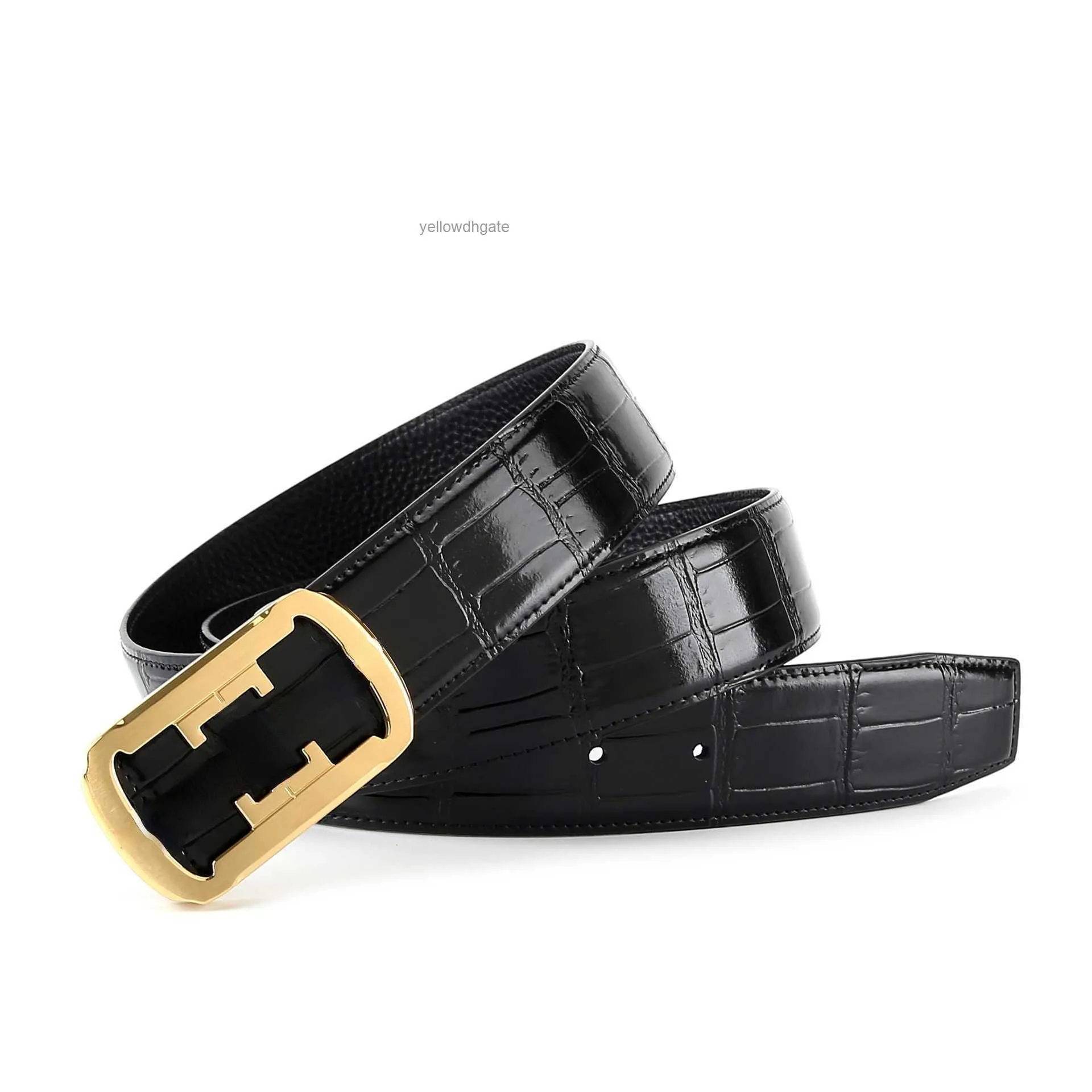 2022 Famous brand 3.8 wide stainless steel Classic luxury belt mens leisure leather smooth buckle trouser Korean version versatile business belt for men youth