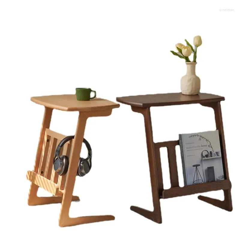 Decorative Figurines Hxl Nordic Solid Wood Side Table Sofa C- Type Card Living Room Small Coffee Mini Corner