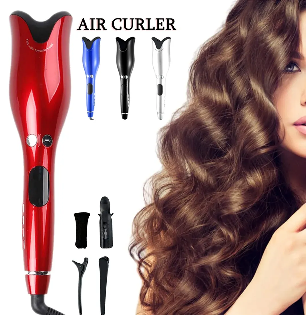 Ferri da stiro Ferro arricciacapelli automatico Bigodini Bacchetta Curl 1 pollice Rotante Magic Hair Curling Iron Strumenti per saloni Bigodino per capelli in ceramica di titanio