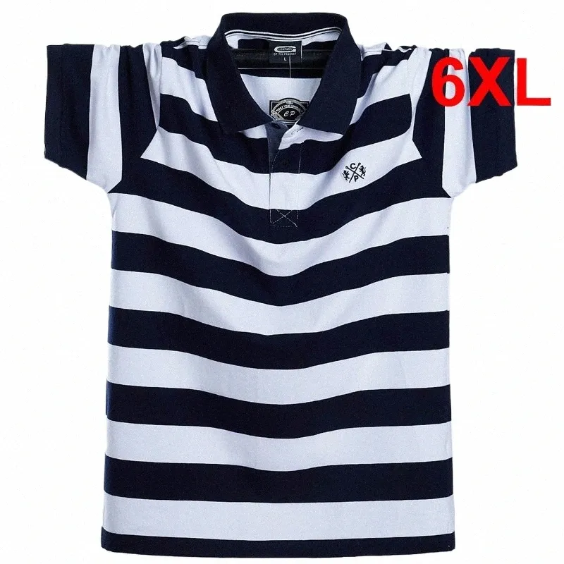 Kolor Ctrast Stripe Polo Shirt Mężczyznę 6xl krótkie koszule polo z krótkim rękawem Katatak letni oddychający topy Plus Rozmiar 6xl u9uy#