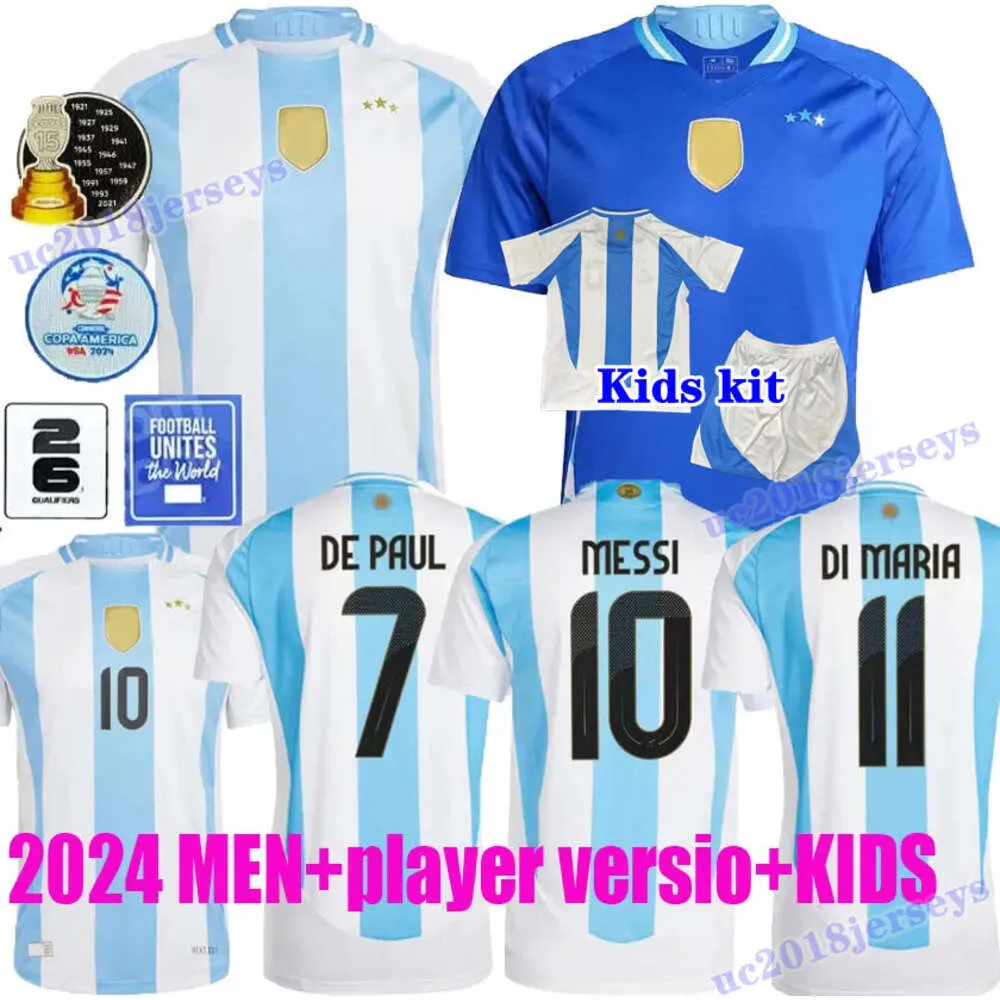 S-4XL Argentiniens Fußballtrikot 2024 Copa America Cup Camisetas Kinderset 2025 Nationalmannschaft 24/25 Heim-Auswärts-Fußballtrikot Spielerversion DI MARIA LAUTARO