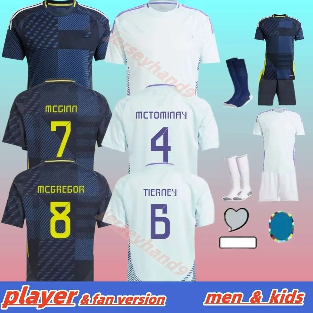 Schotland 2024 Euro voetbaltrui Scottish National Team McGinn voetbalshirt Kids Kit Set Home Navy Blue Away Wit Robertson