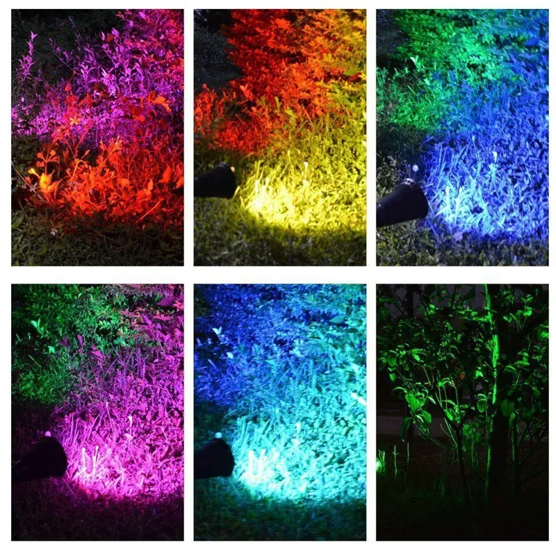 Solar Spotlight Lawn Flood Light Outdoor Garden 7 LED Adjustable in 1 Wall Lamp Landscape Light for Patio Decor