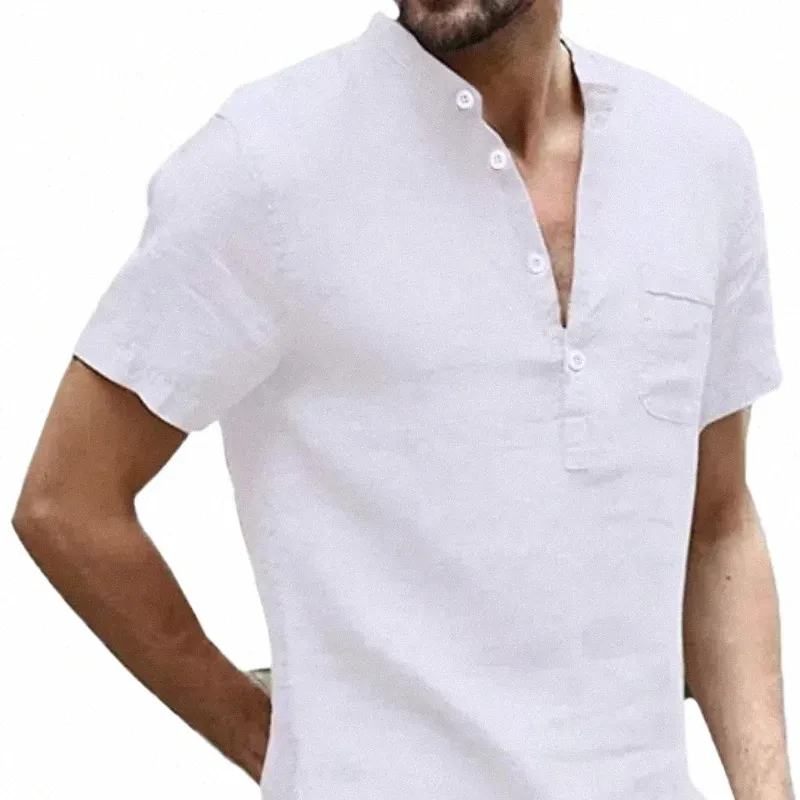 2022 Zomer Nieuwe Mannen Korte Mouwen T-shirt Cott En Linnen Led Casual Heren T-shirt Shirt Mannelijke Ademend poloshirts S-3XL X0Hx #