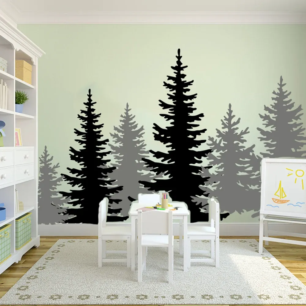 Stickers Grote Pijnboomtakken Muursticker Woonkamer Speelkamer Jungle Bos Winter Herten Bomen Muurtattoo Slaapkamer Decor