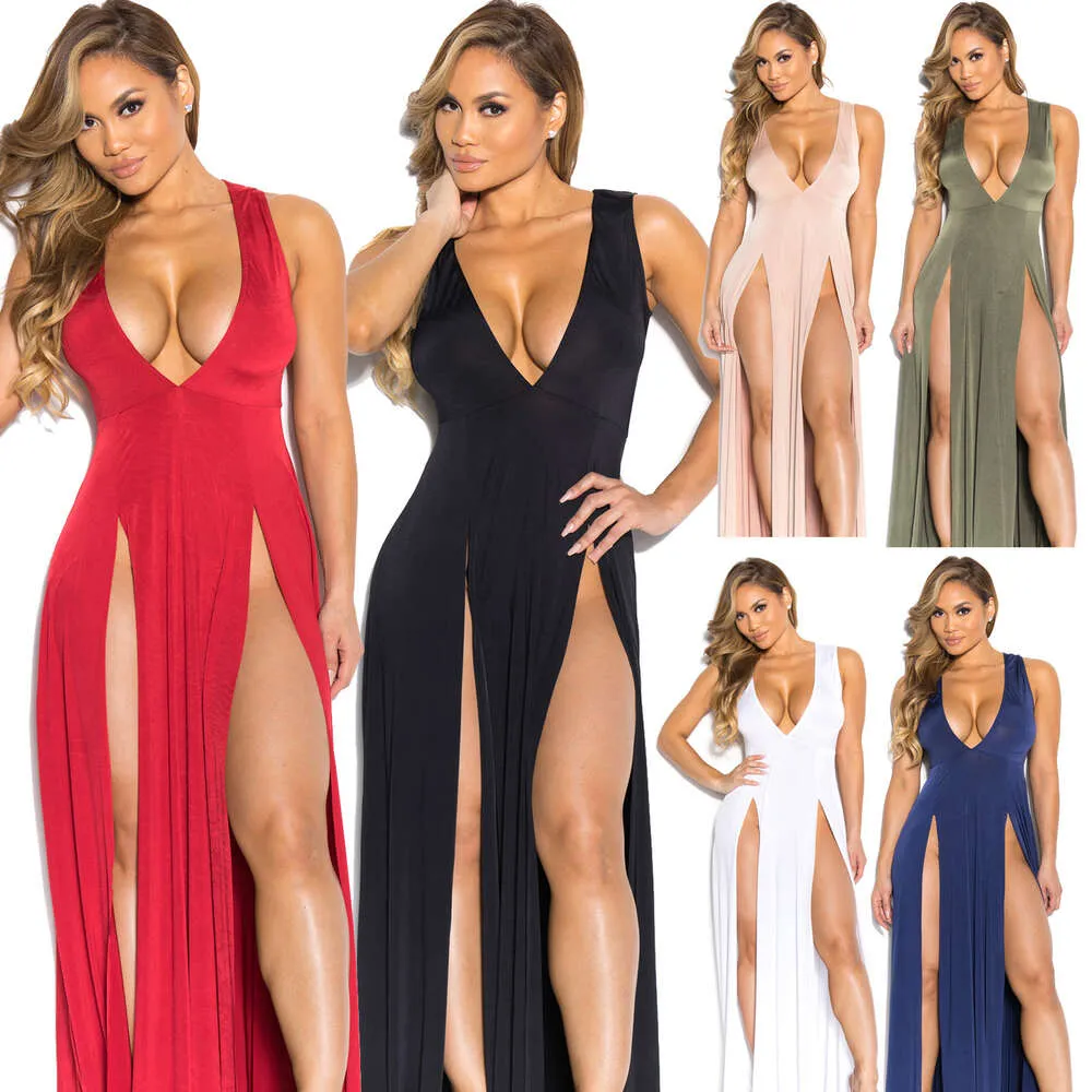 Factory 2016 Summer New Long Deep V Split Bandage Nightclub Dress 383060