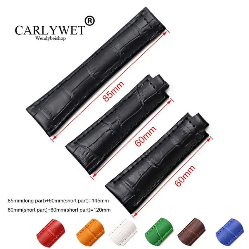 CARLYWET 20mm Whole Men Women Black Green White Brown Red Blue Real Calf Leather VINTAGE Replacement Wrist Watch Band Strap Be2031