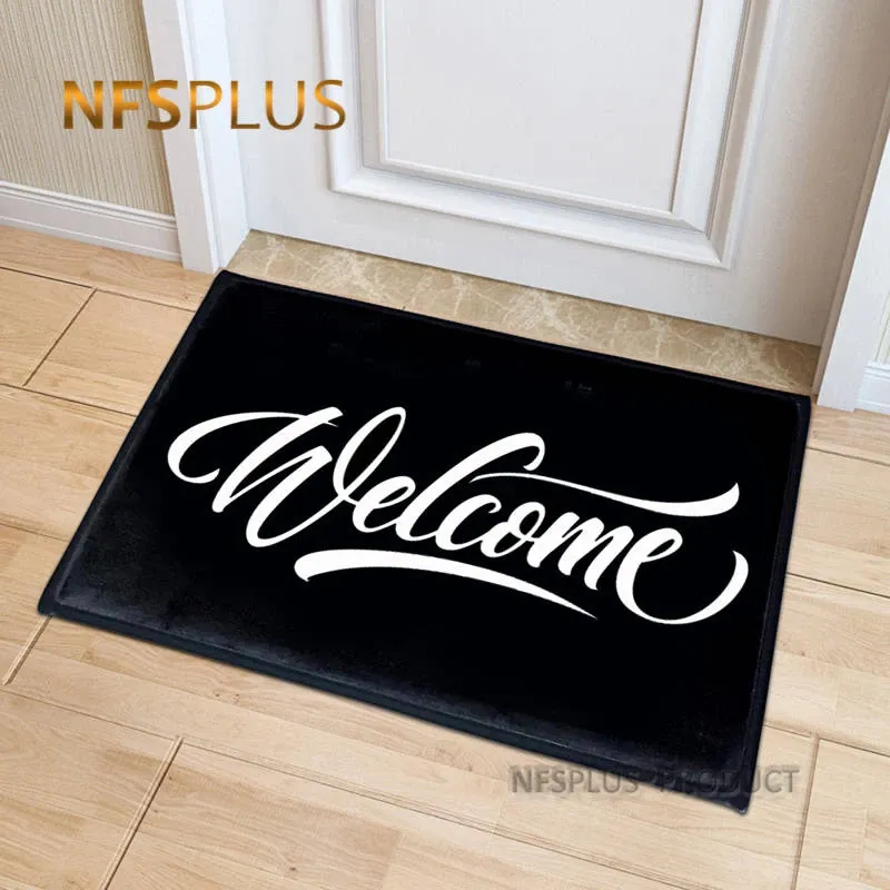 Accessori Benvenuto Zerbino per porta d'ingresso Tappeto in tessuto di flanella Tappeto antiscivolo per tappetino in pelle scamosciata Zerbino per interni personalizzato decorativo per la casa per ingresso