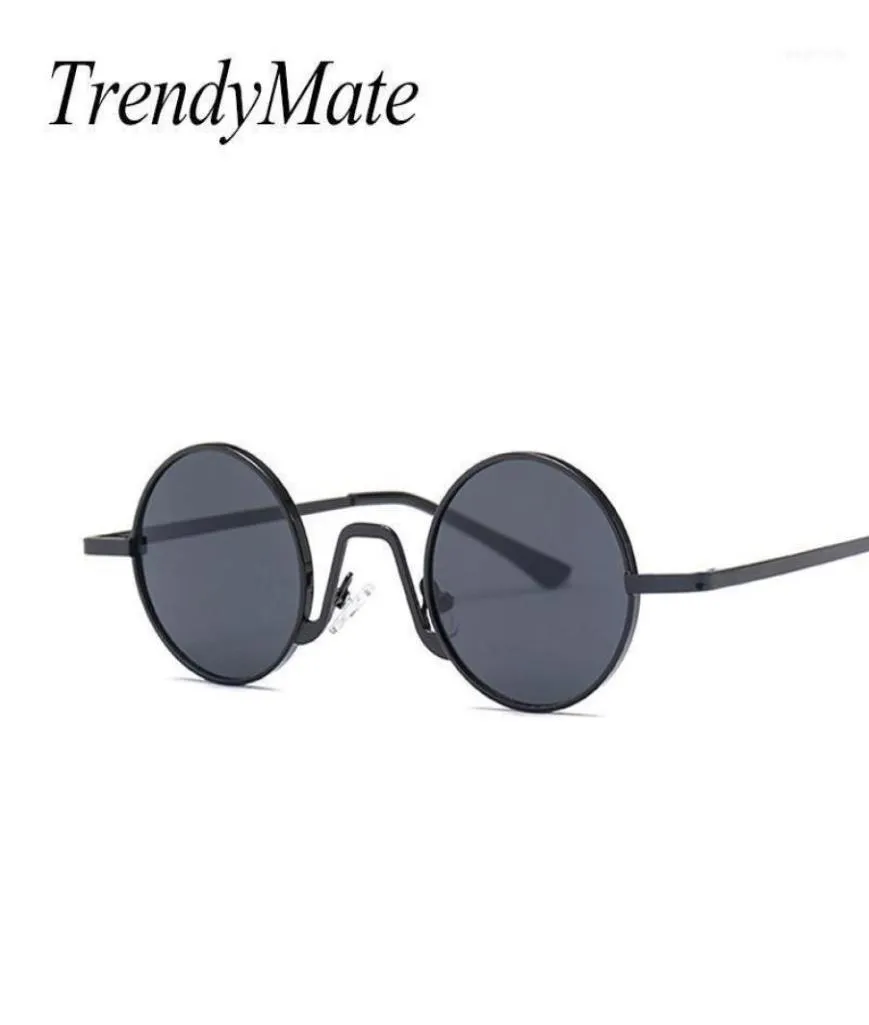 Óculos de sol Trendimata Pequeno oval para homens Male Male Retro Metal Frame Amarelo Red Vintage redondo óculos Mulheres 2021 1514T12128394