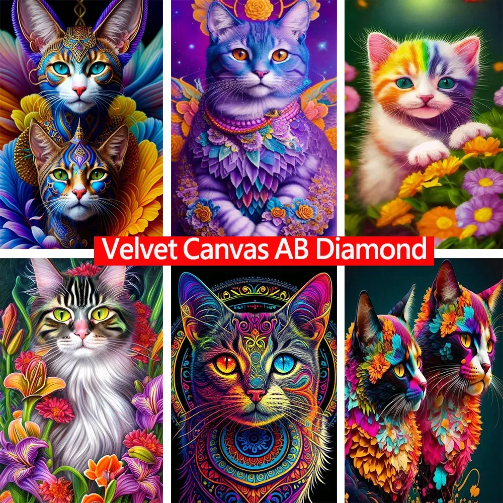 Ścieg Velvet ab Diamond malarstwo 5D Diod Diamond haft śliczny kota mozaika obrazka krzyżowa set zestaw do domu prezent