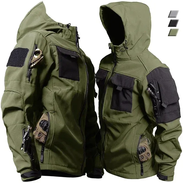 DHgate Mens Soft Shell Tactical Jacket Waterproof Windproof Hooded Outdoor Functional Uniform with Multi Pockets Apparel