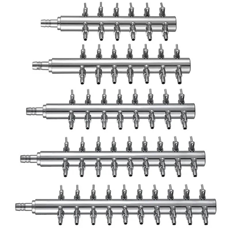 Tillbehör 1pcs 2 ~ 24way rostfritt stål luftdelare ventil akvarium syrepump som reglerar ventil delare fisk tank luftpump distributör