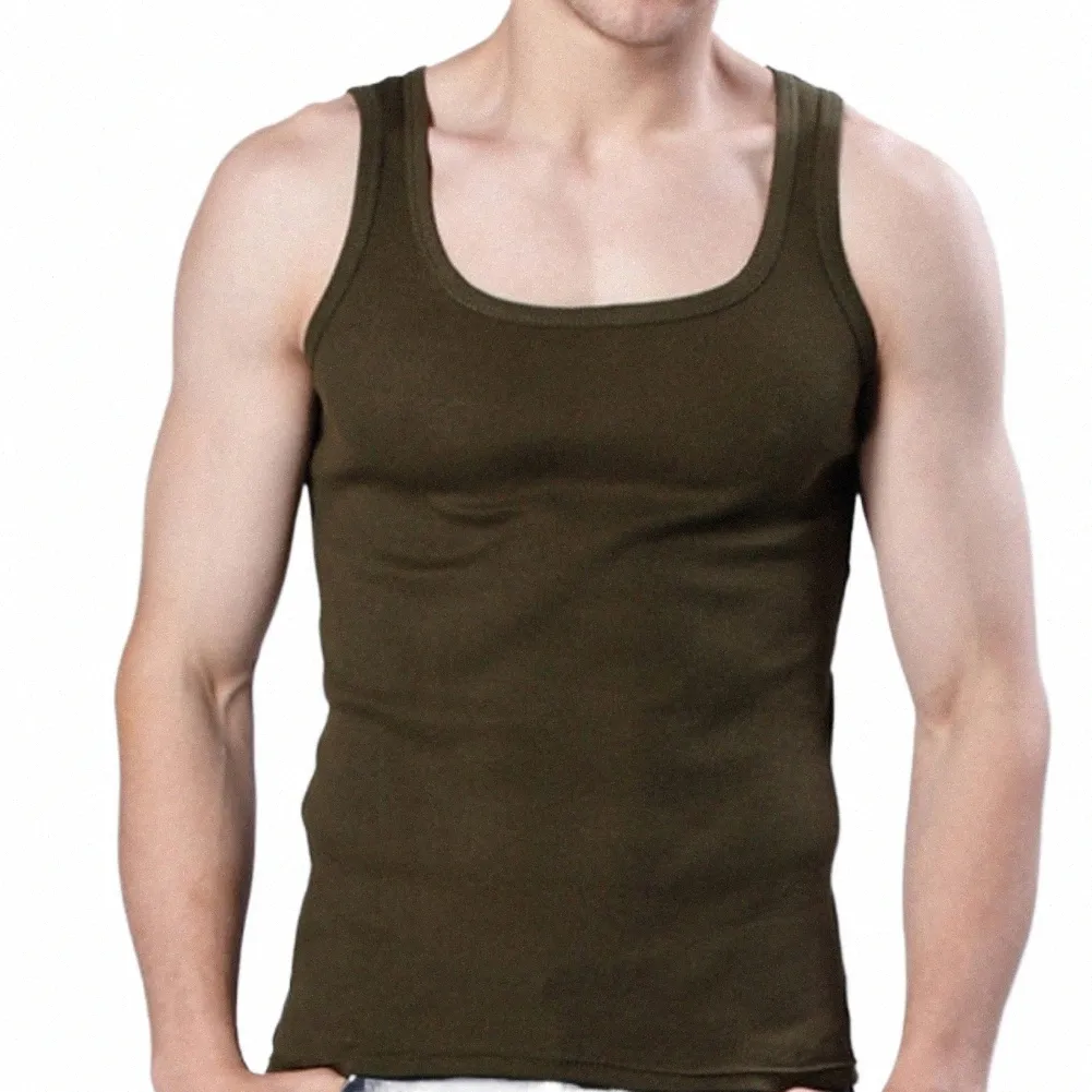 men's Underwear Cott Tank Top Men High Quality Bodybuilding Singlet Sleevel Slim Fit Vest Men Tank Tops P26Z#