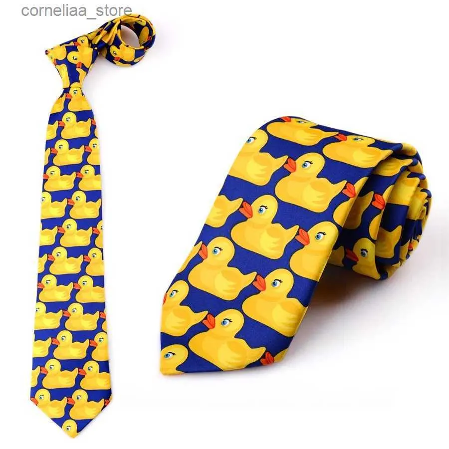 Nacke slipsar halsband gul intressant gummi anka slips för herr fashionabla och avslappnad blommig anka slips professionell halsringning bröllop söt anka slips för y240325