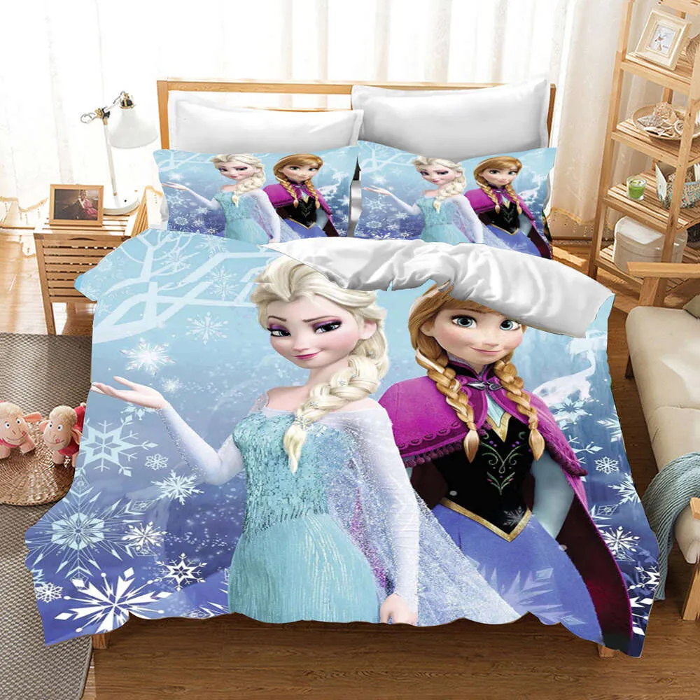 Cartoon Duvet niedliche gefrorene gedruckte Kinder 3-teilige Set 1 Quilt Cover Deckleiter Bettwäsche Sets König Queen Size