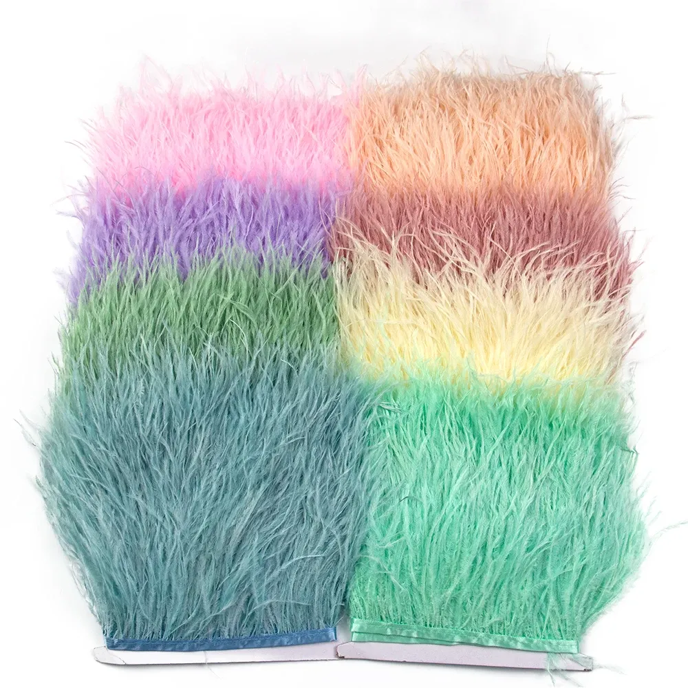 Lådor Nya 5/10metrar Multicolor Ostrich Feather Trim Frerings Ribbon 1015cm/46 -tums Syklänning Hantverk Costumes Decoration Diy Plumes