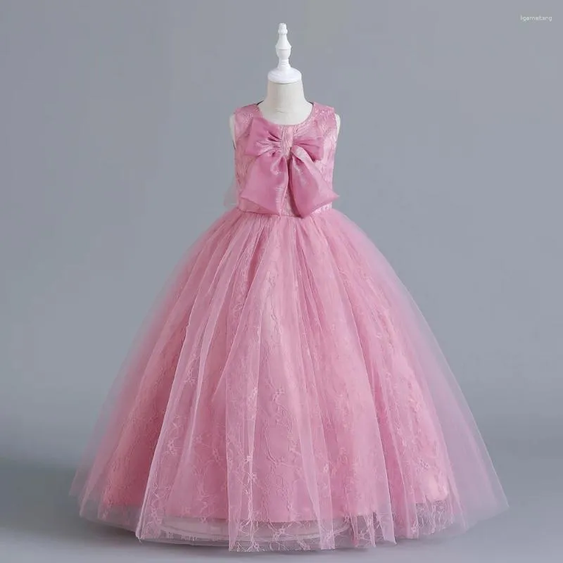 Girl Dresses 5-14 Years Tulle Long Teenagers For Children's Party Clothing Kids Evening Formal Prom Bridesmaid Wedding Gowns